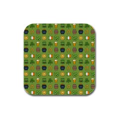 St Patricks Day Pattern Rubber Square Coaster (4 Pack)  by Valentinaart