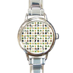 St Patricks Day Pattern Round Italian Charm Watch by Valentinaart