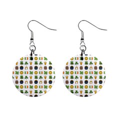 St Patricks Day Pattern Mini Button Earrings by Valentinaart