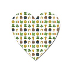 St Patricks Day Pattern Heart Magnet by Valentinaart