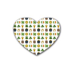 St Patricks Day Pattern Rubber Coaster (heart)  by Valentinaart