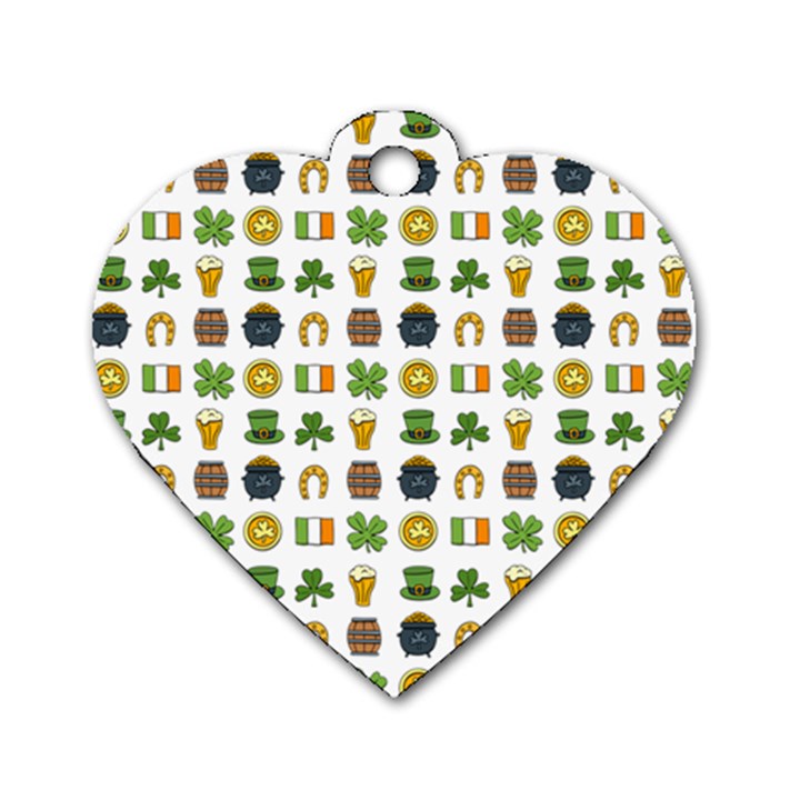 St Patricks day pattern Dog Tag Heart (Two Sides)