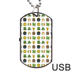 St Patricks Day Pattern Dog Tag Usb Flash (one Side) by Valentinaart