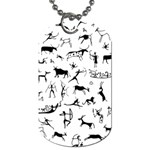 Petroglyph Runic Cavemen Nordic Black Paleo Drawings Pattern Dog Tag (Two Sides) Front