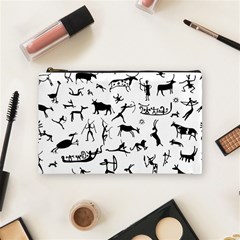 Petroglyph Runic Cavemen Nordic Black Paleo Drawings Pattern Cosmetic Bag (medium) by snek