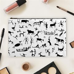 Petroglyph Runic Cavemen Nordic Black Paleo Drawings Pattern Cosmetic Bag (large) by snek