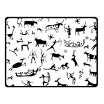 Petroglyph Runic Cavemen Nordic Black Paleo Drawings Pattern Fleece Blanket (Small) 50 x40  Blanket Front