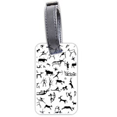 Petroglyph Runic Cavemen Nordic Black Paleo Drawings Pattern Luggage Tags (one Side) 