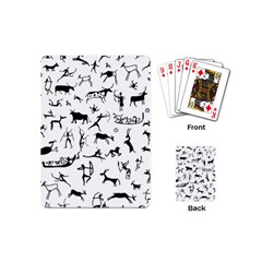 Petroglyph Runic Cavemen Nordic Black Paleo Drawings Pattern Playing Cards (mini) by snek