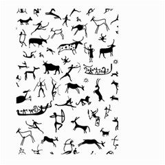 Petroglyph Runic Cavemen Nordic Black Paleo Drawings Pattern Large Garden Flag (two Sides) by snek