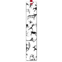 Petroglyph Runic Cavemen Nordic Black Paleo Drawings Pattern Large Book Marks by snek