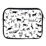 Petroglyph Runic Cavemen Nordic Black Paleo Drawings Pattern Apple iPad 2/3/4 Zipper Cases Front