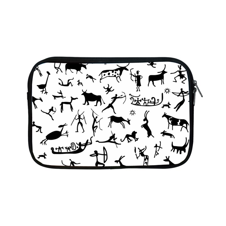 Petroglyph Runic Cavemen Nordic Black Paleo Drawings Pattern Apple iPad Mini Zipper Cases