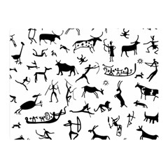 Petroglyph Runic Cavemen Nordic Black Paleo Drawings Pattern Double Sided Flano Blanket (mini)  by snek