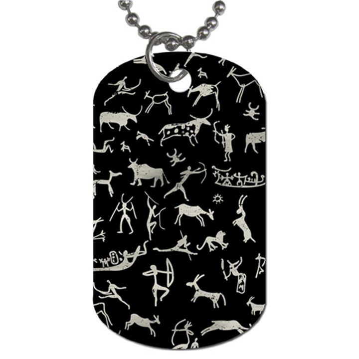 Petroglyph Nordic Beige And Black Background Petroglyph Nordic Beige And Black Background Dog Tag (Two Sides)