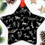 Petroglyph Nordic Beige And Black Background Petroglyph Nordic Beige And Black Background Star Ornament (Two Sides) Front