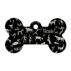 Petroglyph Nordic Beige And Black Background Petroglyph Nordic Beige And Black Background Dog Tag Bone (one Side) by snek