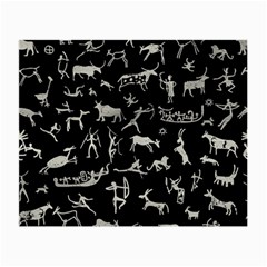 Petroglyph Nordic Beige And Black Background Petroglyph Nordic Beige And Black Background Small Glasses Cloth (2-side) by snek