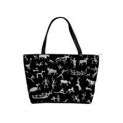 Petroglyph Nordic Beige And Black Background Petroglyph Nordic Beige And Black Background Classic Shoulder Handbag by snek