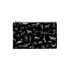 Petroglyph Nordic Beige And Black Background Petroglyph Nordic Beige And Black Background Cosmetic Bag (small) by snek