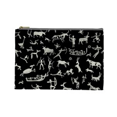 Petroglyph Nordic Beige And Black Background Petroglyph Nordic Beige And Black Background Cosmetic Bag (large) by snek