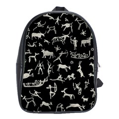 Petroglyph Nordic Beige And Black Background Petroglyph Nordic Beige And Black Background School Bag (large) by snek