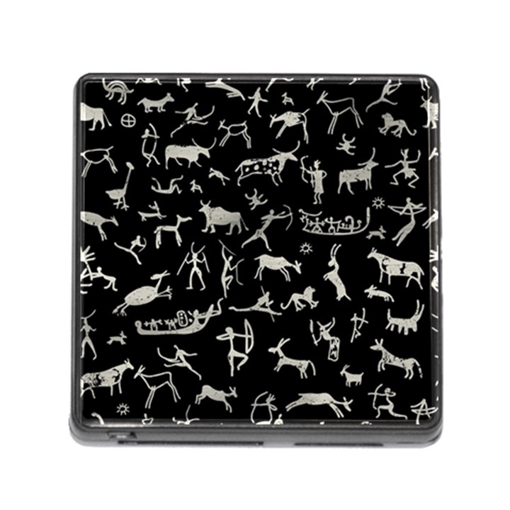 Petroglyph Nordic Beige And Black Background Petroglyph Nordic Beige And Black Background Memory Card Reader (Square 5 Slot)