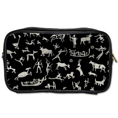 Petroglyph Nordic Beige And Black Background Petroglyph Nordic Beige And Black Background Toiletries Bag (two Sides) by snek