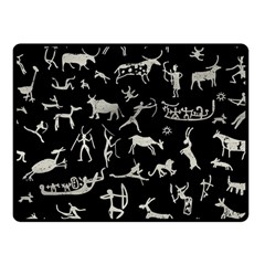 Petroglyph Nordic Beige And Black Background Petroglyph Nordic Beige And Black Background Fleece Blanket (small) by snek