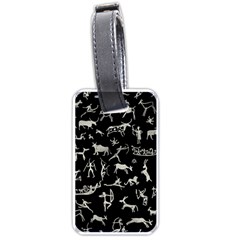 Petroglyph Nordic Beige And Black Background Petroglyph Nordic Beige And Black Background Luggage Tags (one Side)  by snek