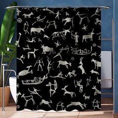 Petroglyph Nordic Beige And Black Background Petroglyph Nordic Beige And Black Background Shower Curtain 60  X 72  (medium)  by snek