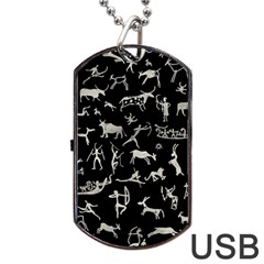 Petroglyph Nordic Beige And Black Background Petroglyph Nordic Beige And Black Background Dog Tag Usb Flash (one Side) by snek