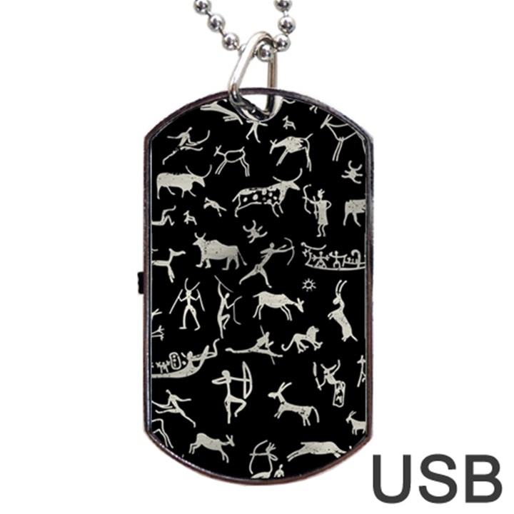 Petroglyph Nordic Beige And Black Background Petroglyph Nordic Beige And Black Background Dog Tag USB Flash (Two Sides)