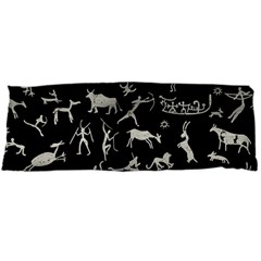 Petroglyph Nordic Beige And Black Background Petroglyph Nordic Beige And Black Background Body Pillow Case (dakimakura) by snek