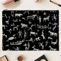 Petroglyph Nordic Beige And Black Background Petroglyph Nordic Beige And Black Background Cosmetic Bag (xxxl) by snek