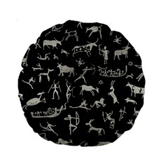 Petroglyph Nordic Beige And Black Background Petroglyph Nordic Beige And Black Background Standard 15  Premium Round Cushions by snek