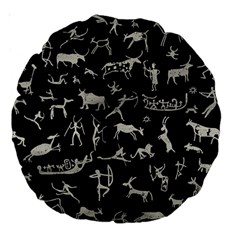 Petroglyph Nordic Beige And Black Background Petroglyph Nordic Beige And Black Background Large 18  Premium Round Cushions by snek