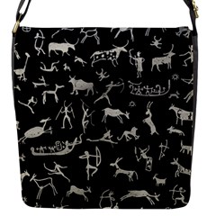 Petroglyph Nordic Beige And Black Background Petroglyph Nordic Beige And Black Background Flap Closure Messenger Bag (s) by snek