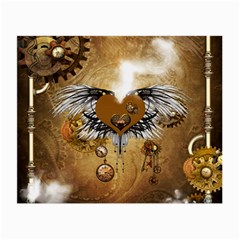 Wonderful Steampunk Heart With Wings, Clocks And Gears Small Glasses Cloth by FantasyWorld7