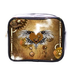 Wonderful Steampunk Heart With Wings, Clocks And Gears Mini Toiletries Bag (one Side) by FantasyWorld7