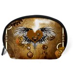 Wonderful Steampunk Heart With Wings, Clocks And Gears Accessory Pouch (Large) Back