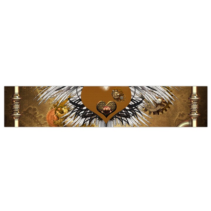 Wonderful Steampunk Heart With Wings, Clocks And Gears Small Flano Scarf