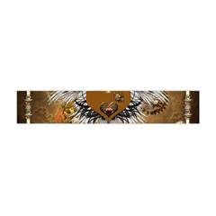 Wonderful Steampunk Heart With Wings, Clocks And Gears Flano Scarf (mini)