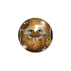 Wonderful Steampunk Heart With Wings, Clocks And Gears Golf Ball Marker (4 Pack) by FantasyWorld7