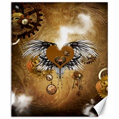 Wonderful Steampunk Heart With Wings, Clocks And Gears Canvas 8  X 10  by FantasyWorld7