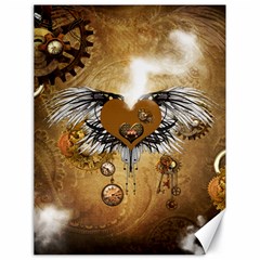 Wonderful Steampunk Heart With Wings, Clocks And Gears Canvas 18  X 24  by FantasyWorld7