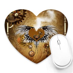 Wonderful Steampunk Heart With Wings, Clocks And Gears Heart Mousepads by FantasyWorld7