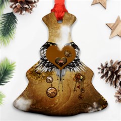 Wonderful Steampunk Heart With Wings, Clocks And Gears Ornament (christmas Tree)  by FantasyWorld7