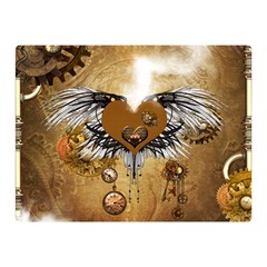 Wonderful Steampunk Heart With Wings, Clocks And Gears Double Sided Flano Blanket (mini)  by FantasyWorld7