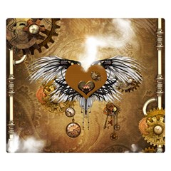 Wonderful Steampunk Heart With Wings, Clocks And Gears Double Sided Flano Blanket (small)  by FantasyWorld7